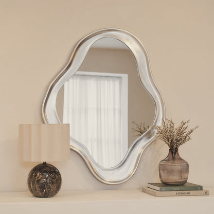 Riva - Brushed Chrome Pond Shaped Irregular Mirror 120cm x 90cm