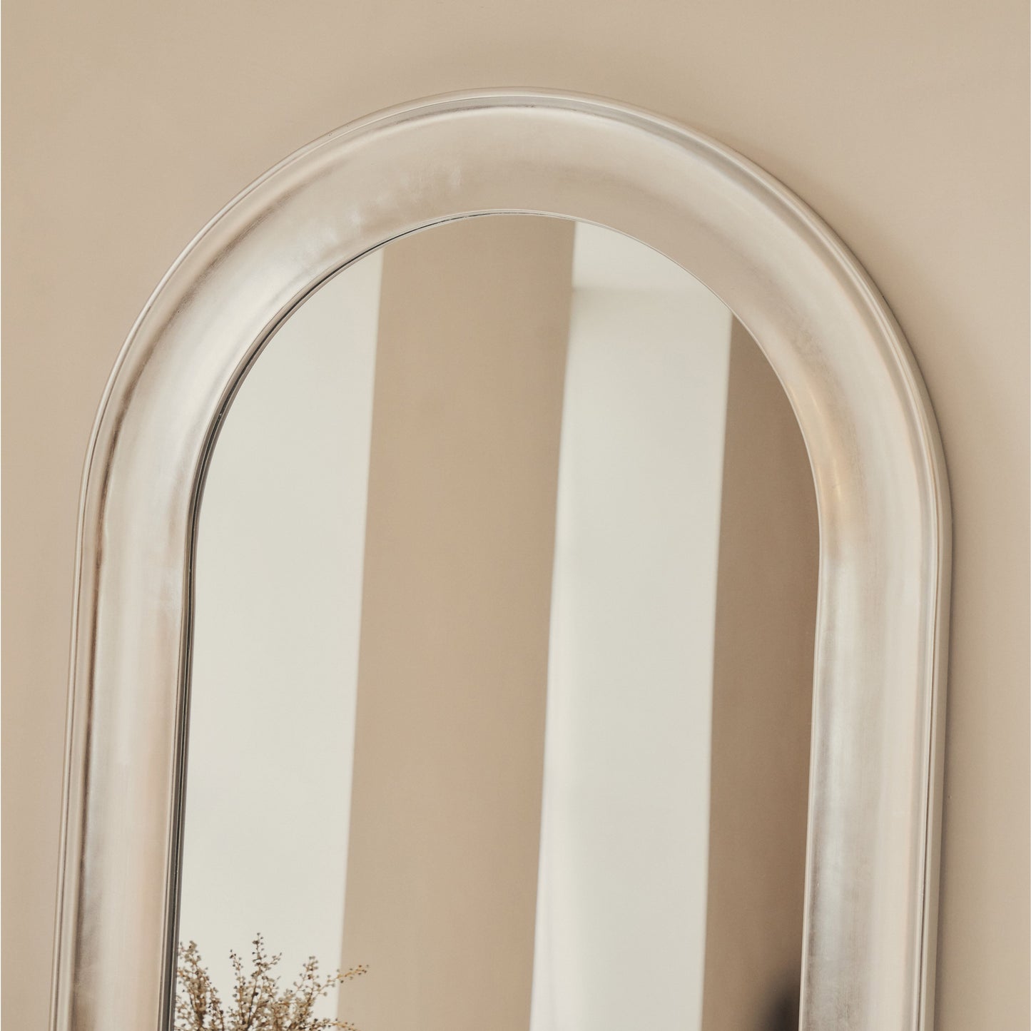 Porta - Full Length Arched Brushed Chrome Large Mirror 180cm x 90cm