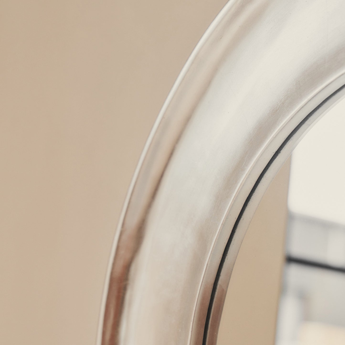 Porta - Full Length Arched Brushed Chrome Large Mirror 180cm x 70cm