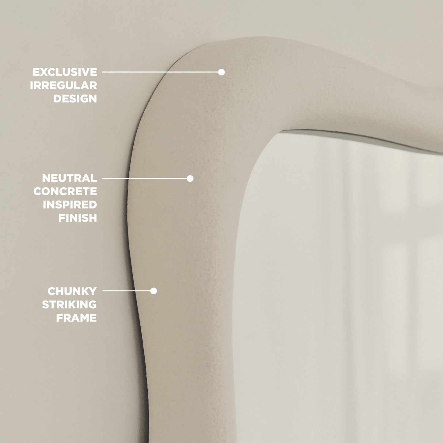 Wabi-Sabi - Large Concrete Irregular Wall Mirror 119cm x 76cm