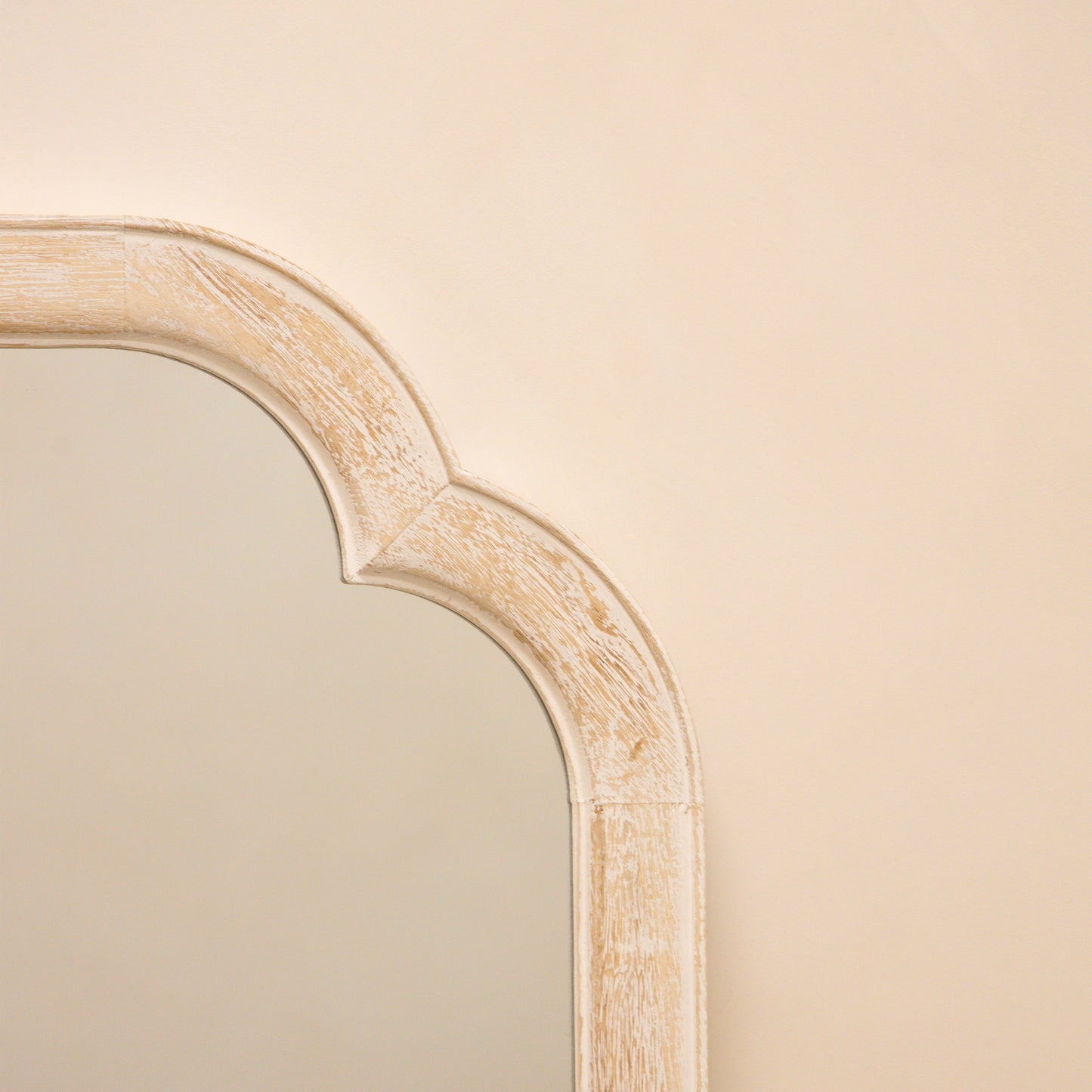 Elena - White Washed Wood Arched Overmantle Mirror 100cm x 75cm