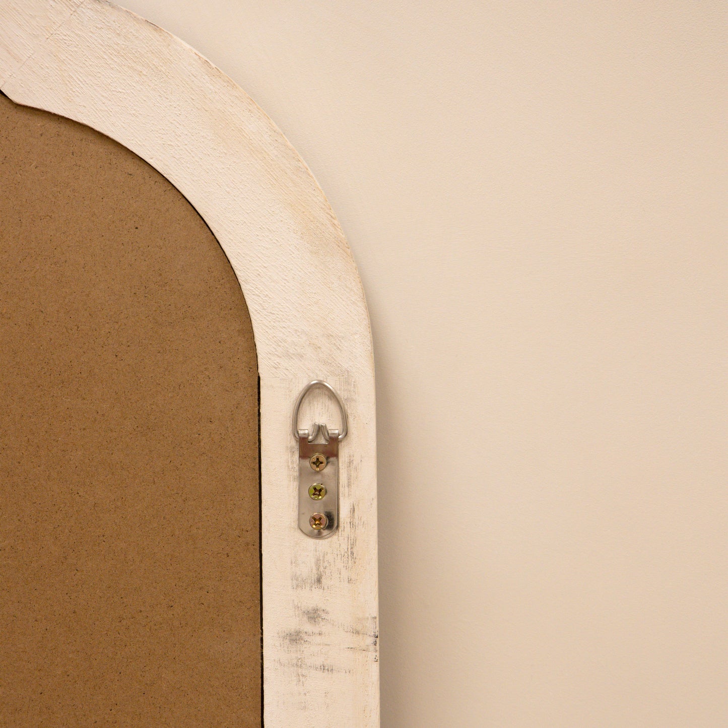 Elena - White Washed Wood Arched Overmantle Mirror 100cm x 75cm
