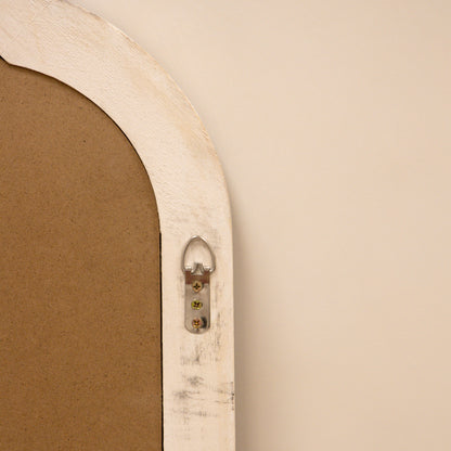 Elena - White Washed Wood Arched Overmantle Mirror 100cm x 75cm