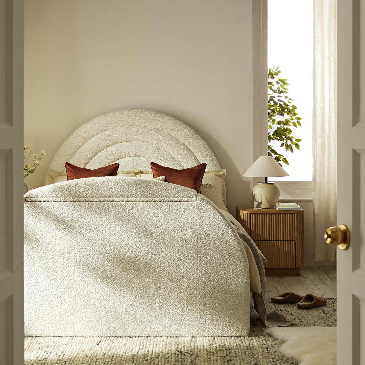 Archer White Boucle Ottoman TV Bed