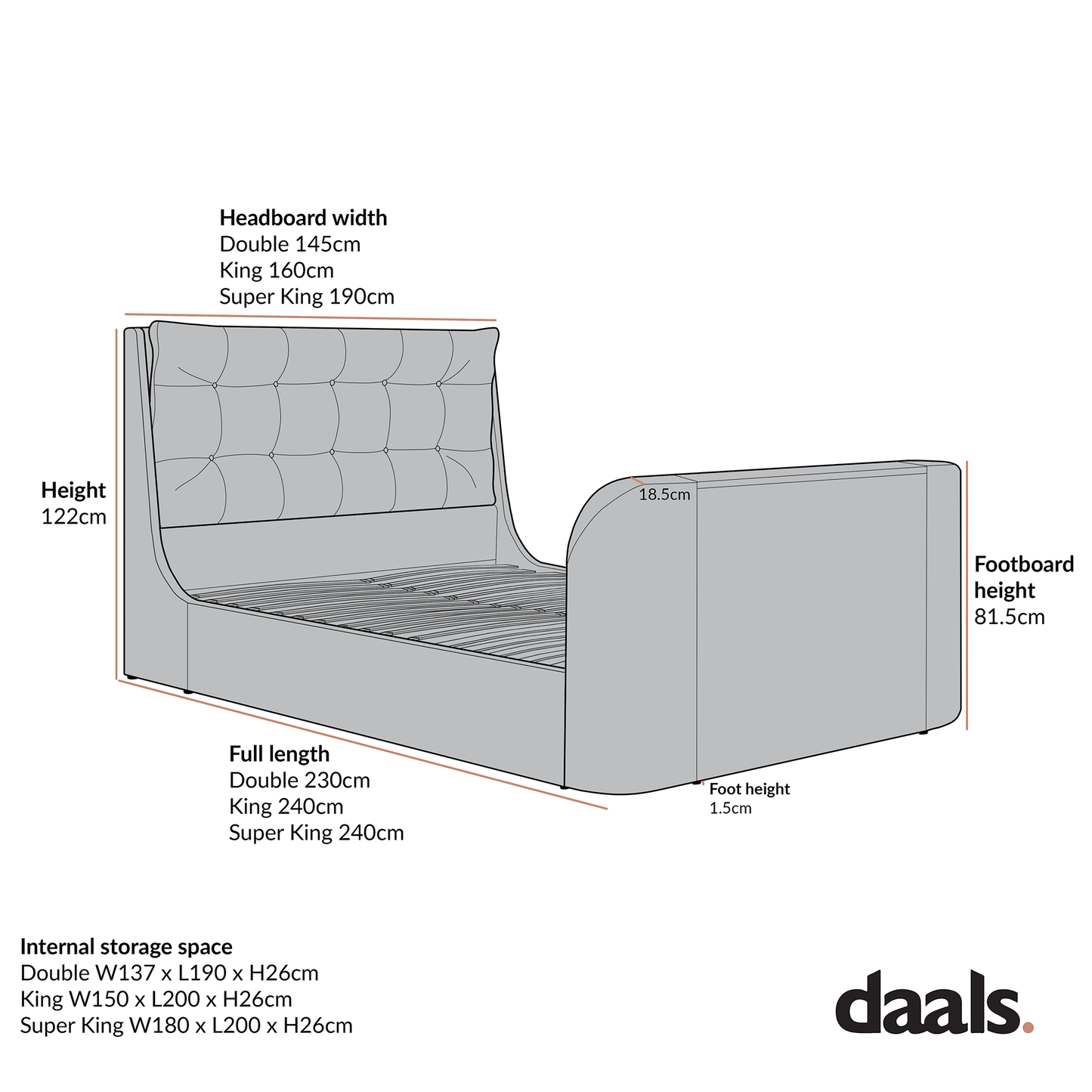 Hadley Champagne Velvet Ottoman TV Bed