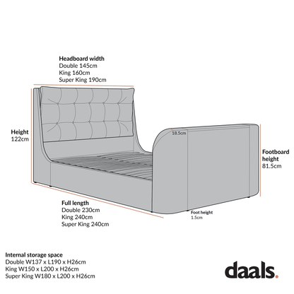 Hadley Champagne Velvet Ottoman TV Bed