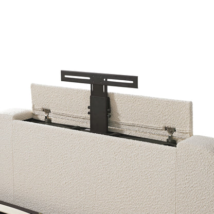 Egerie Curved Headboard Beige Boucle Ottoman TV Bed