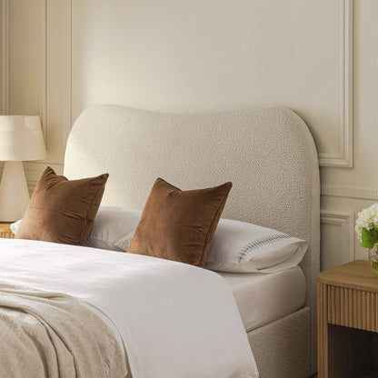 Egerie Curved Headboard Beige Boucle Ottoman TV Bed