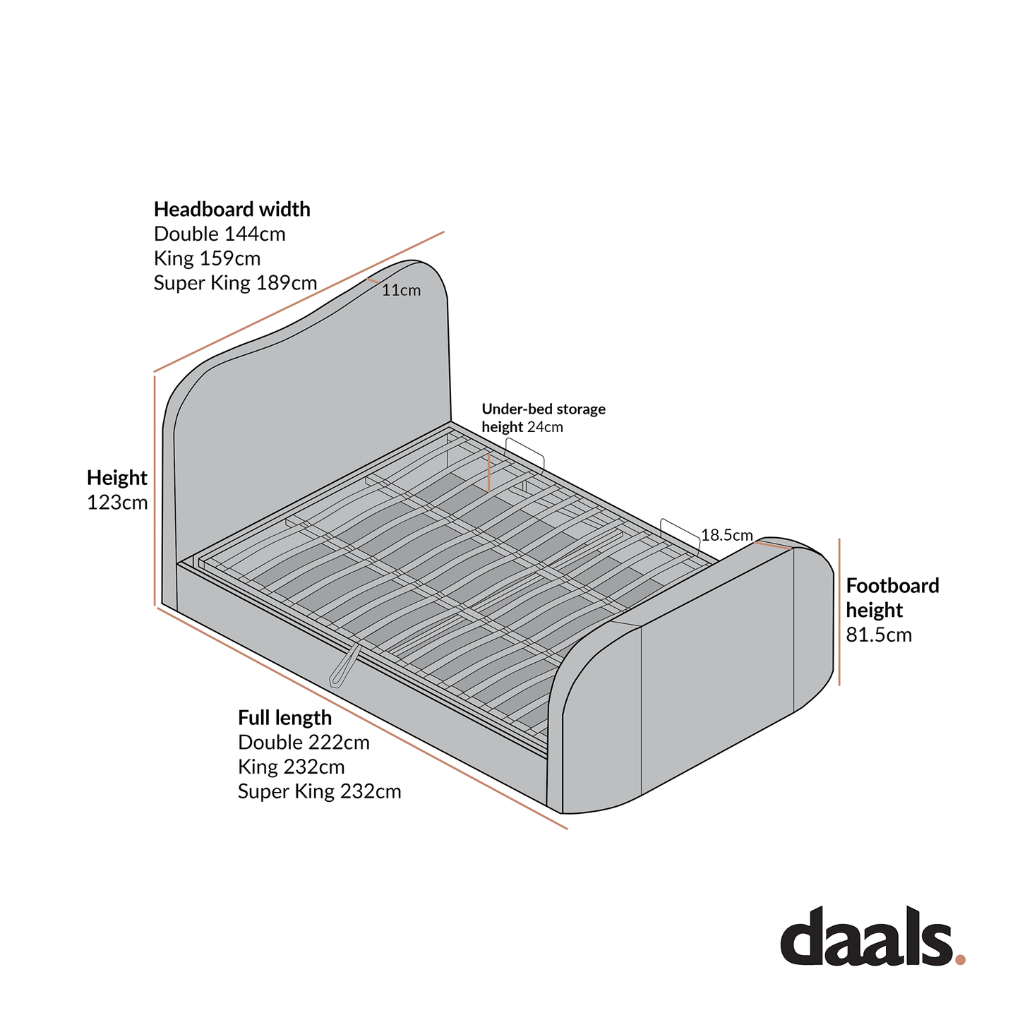 Egerie Curved Headboard Beige Boucle Ottoman TV Bed