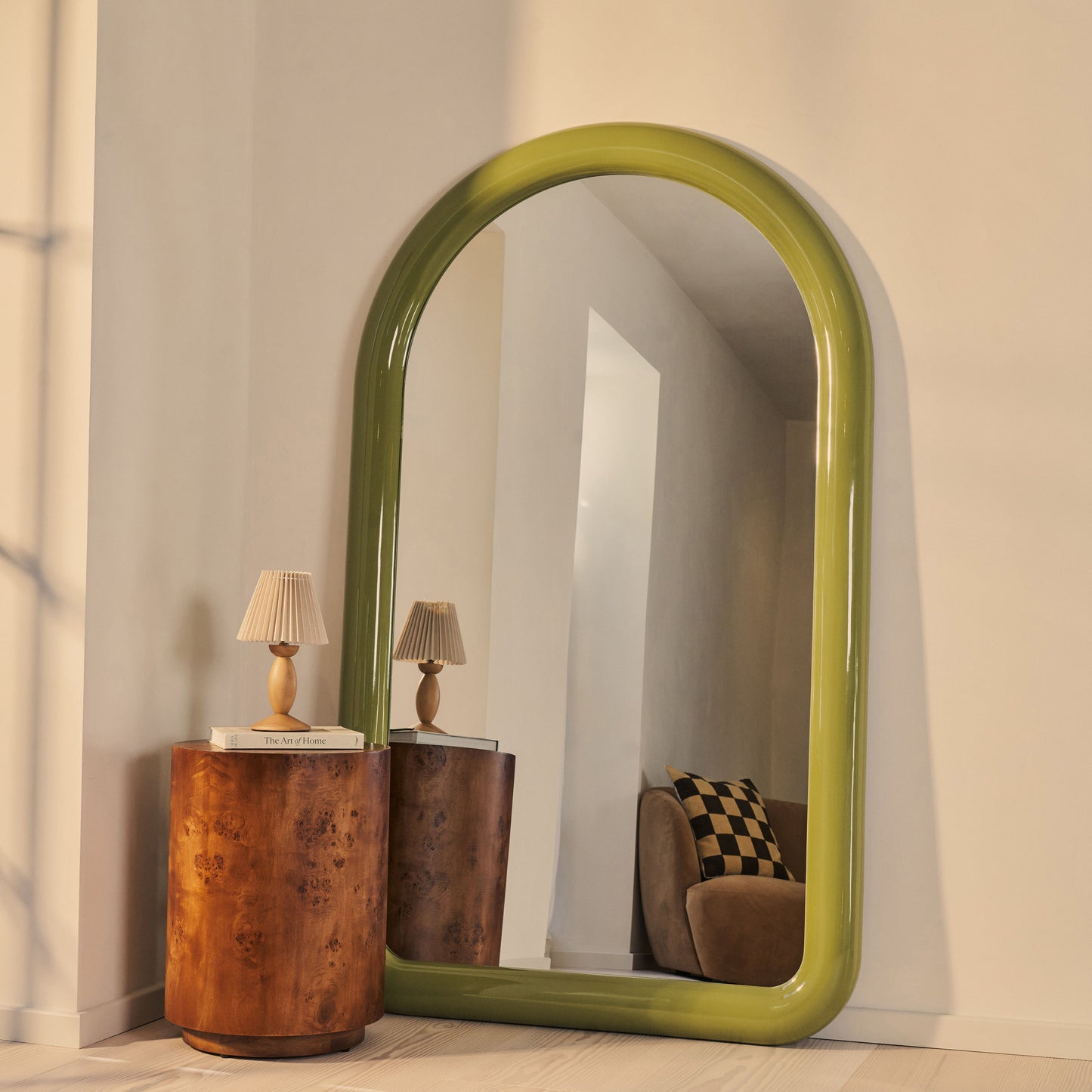 Obsidian - Full Length Arched Olive Gloss Extra Large Mirror 200cm x 120cm