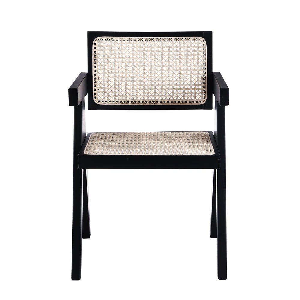 Jeanne Black Colour Cane Rattan Solid Beech Wood Dining Chair