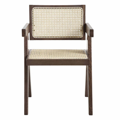 Jeanne Dark Walnut Cane Rattan Solid Beech Wood Dining Chair