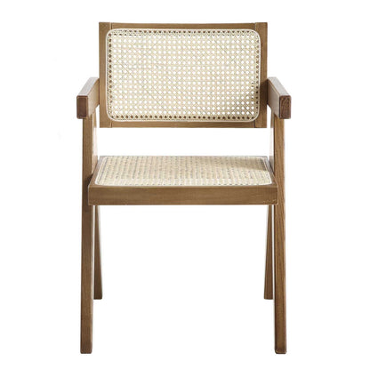 Jeanne Light Walnut Cane Rattan Solid Beech Wood Dining Chair