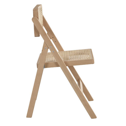 Frances Set of 2 Folding Cane Rattan Chairs, Natural Colour