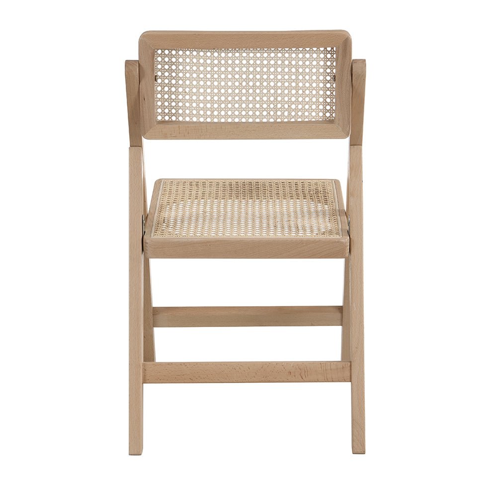 Frances Set of 2 Folding Cane Rattan Chairs, Natural Colour