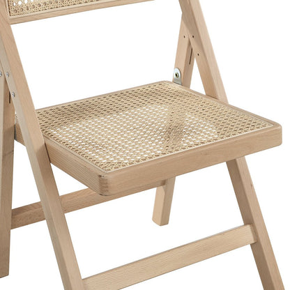 Frances Set of 2 Folding Cane Rattan Chairs, Natural Colour