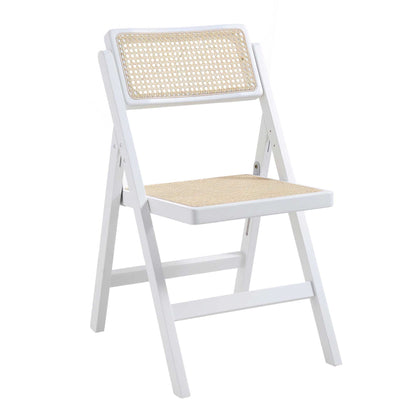 Frances Set of 2 Folding Cane Rattan Chairs, White