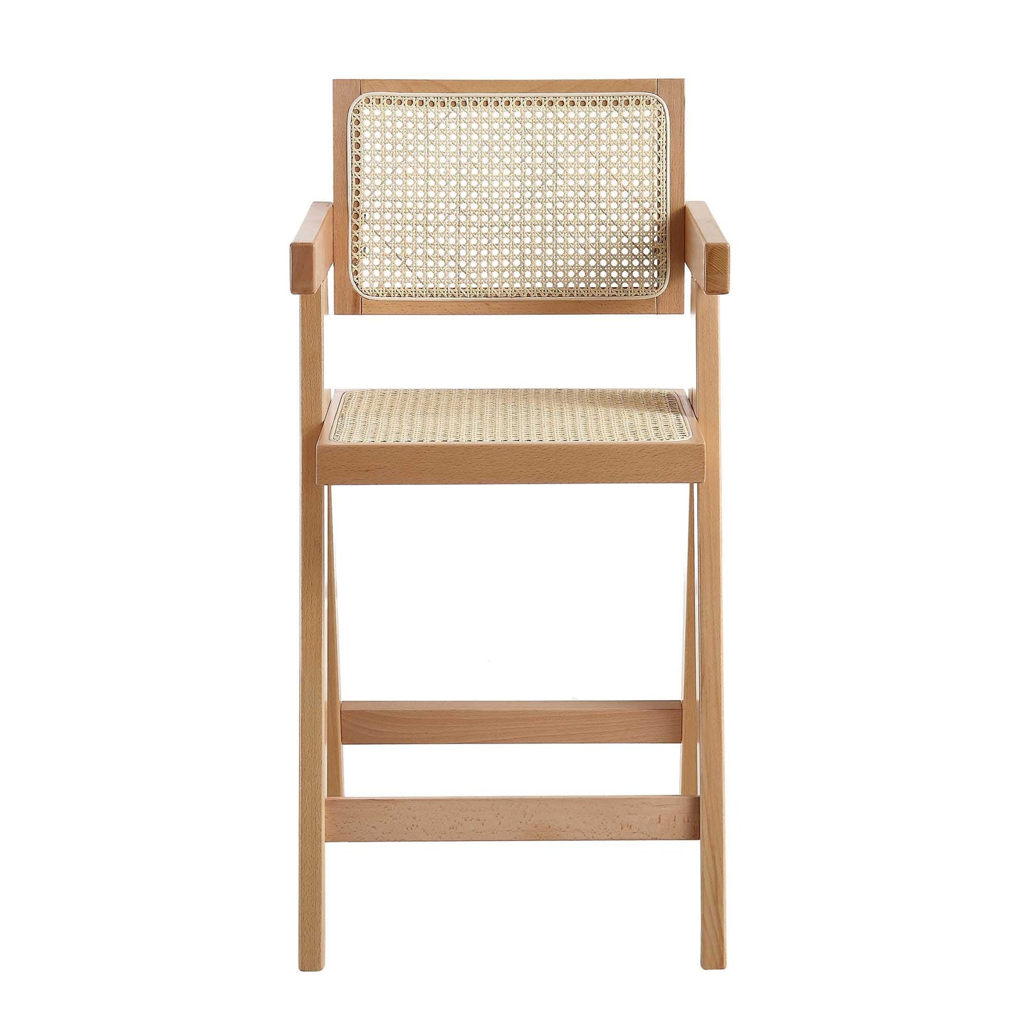 Jeanne Natural Colour Cane Rattan Solid Beech Wood Counter Stool