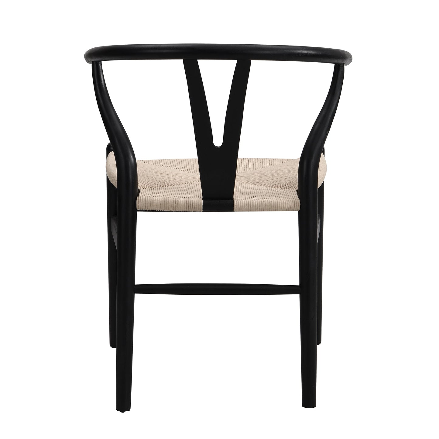 Hansel Wooden Natural Weave Dining Chair, Black Colour Frame