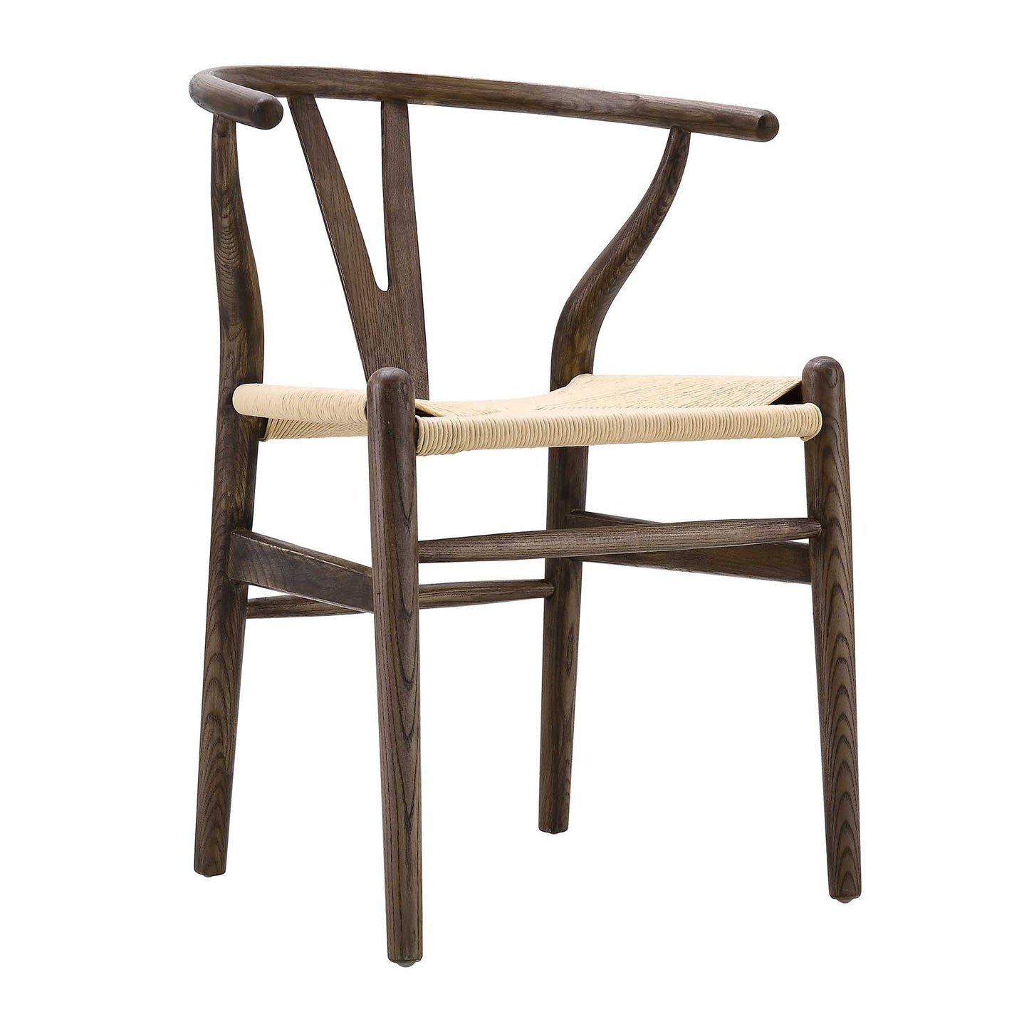 Hansel Wooden Natural Weave Dining Chair, Dark Walnut Colour Frame