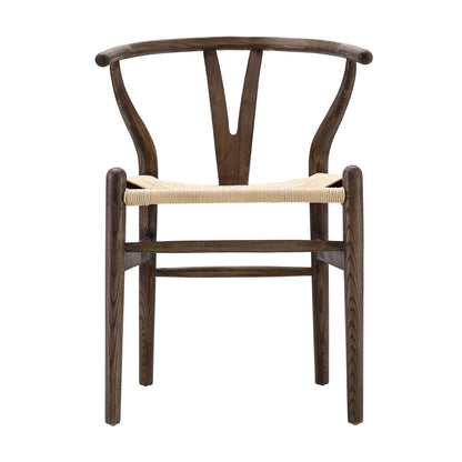Hansel Wooden Natural Weave Dining Chair, Dark Walnut Colour Frame