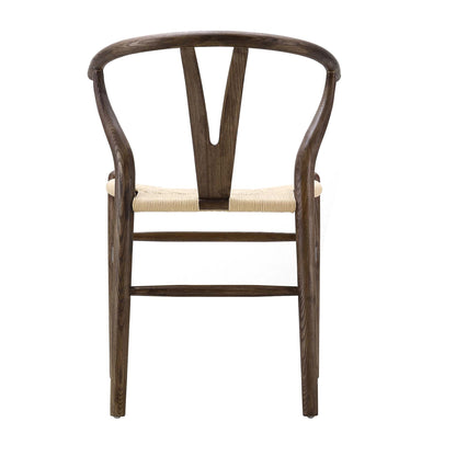 Hansel Wooden Natural Weave Dining Chair, Dark Walnut Colour Frame