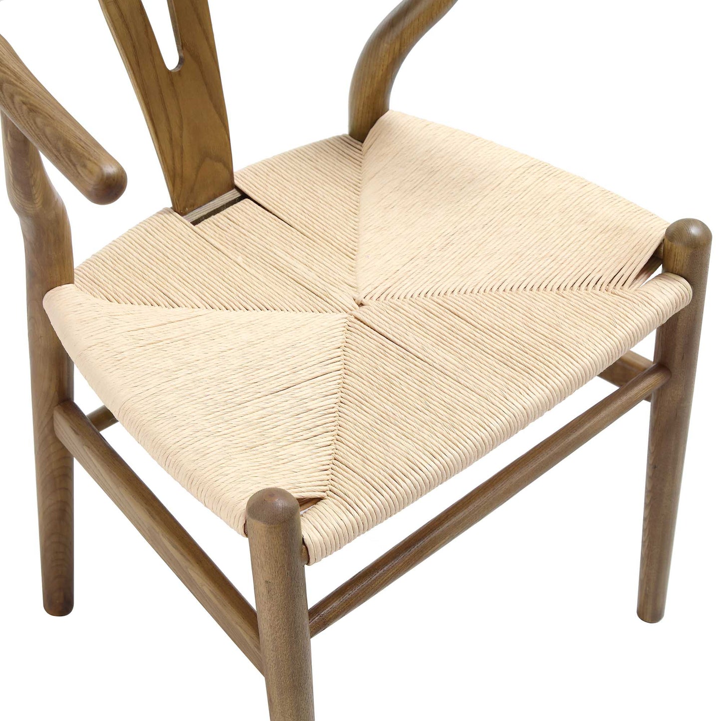 Hansel Wooden Natural Weave Dining Chair, Light Walnut Colour Frame