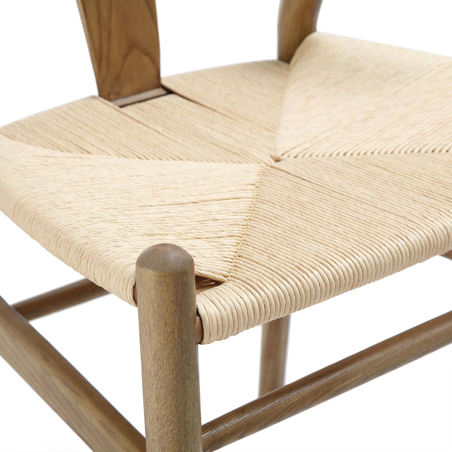 Hansel Wooden Natural Weave Dining Chair, Light Walnut Colour Frame