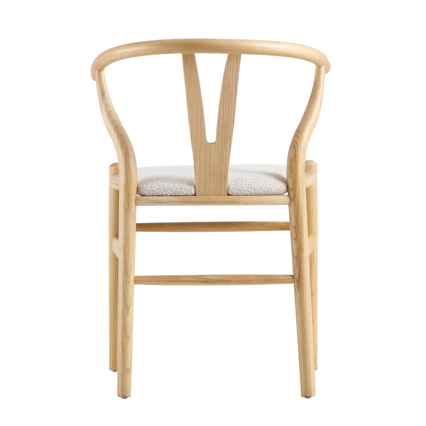 Hansel Wooden Dining Chair, Ivory White Boucle and Natural Frame