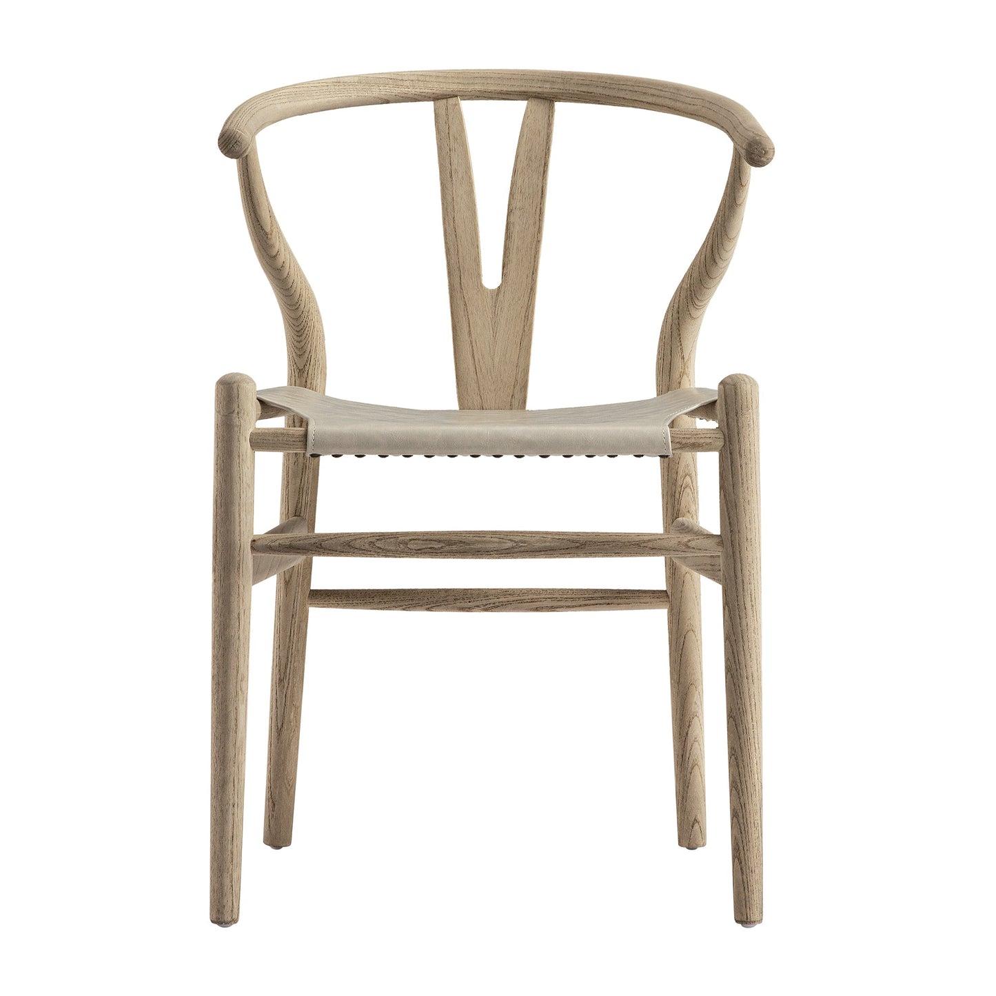 Hansel Dining Chair, Weathered Elm Frame with Light Grey Faux Leather Seat