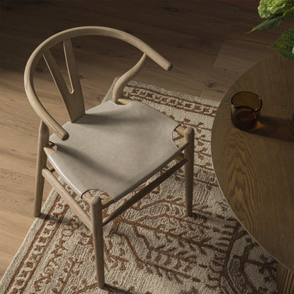 Hansel Dining Chair, Weathered Elm Frame with Light Grey Faux Leather Seat