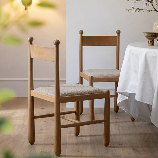Tama Dining Chair, Light Taupe Boucle | Natural Oak Frame