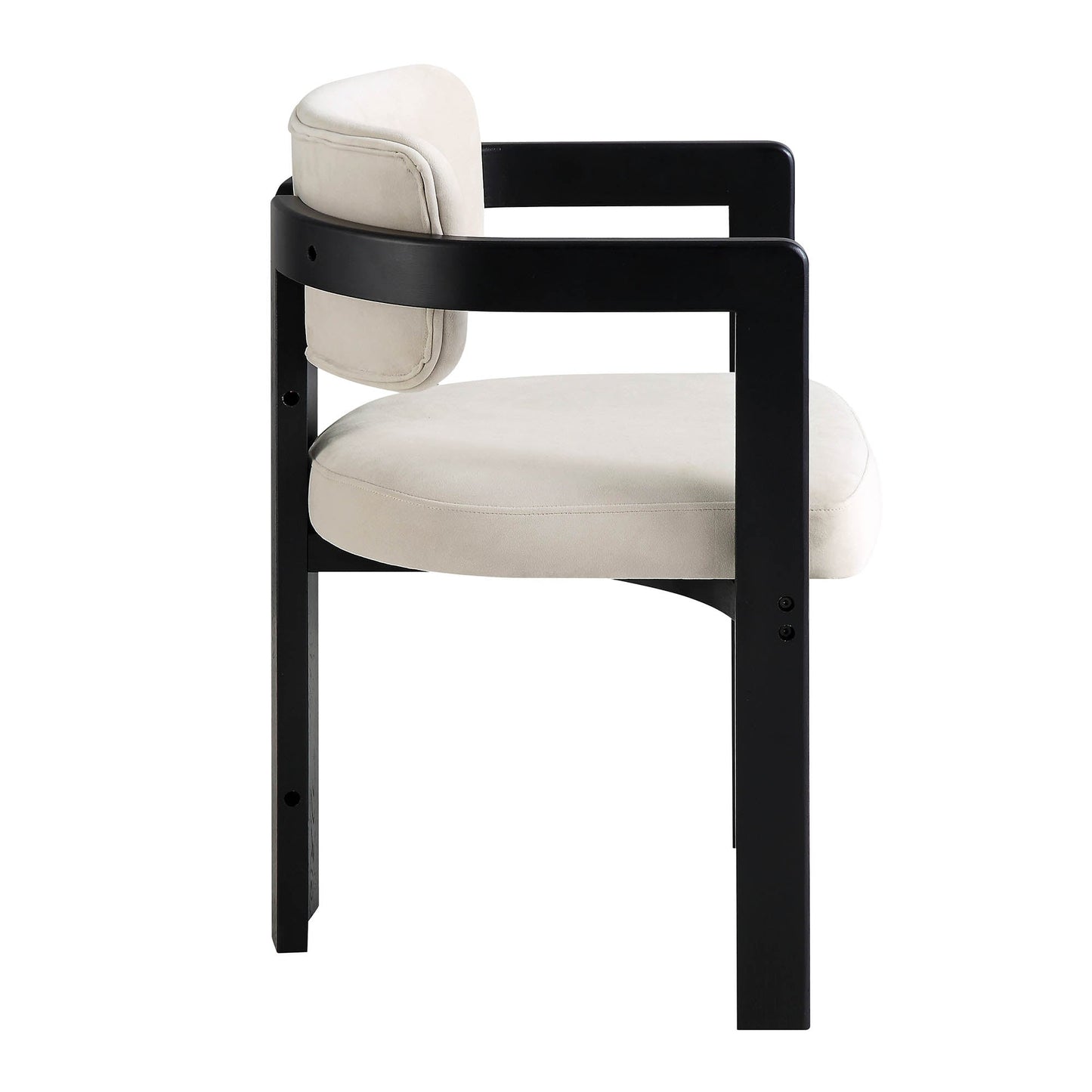 Stanford Curved Oak Frame Upholstered Chair, Champagne Velvet Black Frame