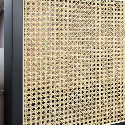 Pienza Cane Sofa Bed, Taupe Velvet with Black Solid Wood Frame