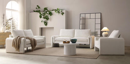 Hampstead White Boucle Curved 2-Seater Sofa