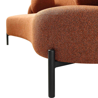 Amboise 3-Seater Curved Sofa with Ball Cushions, Brick Boucle