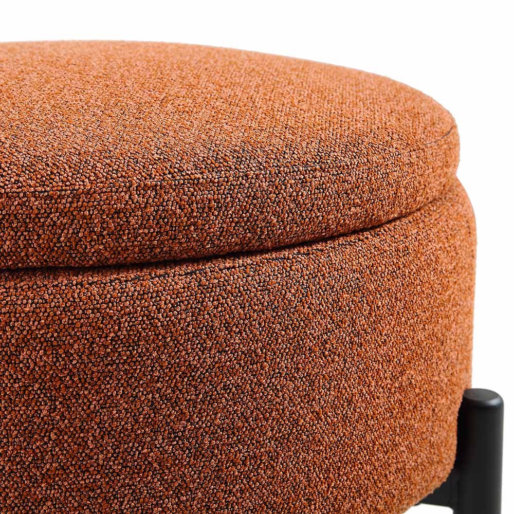 Amboise Round Storage Pouffe, Brick Boucle