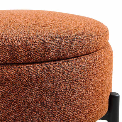 Amboise Round Storage Pouffe, Brick Boucle