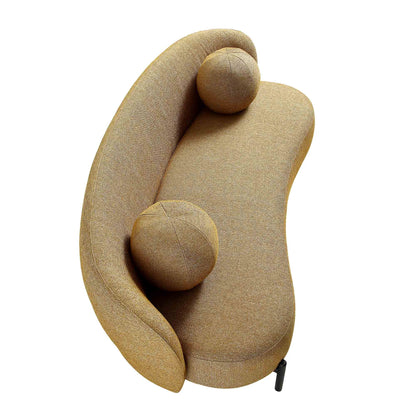 Amboise 3-Seater Curved Sofa with Ball Cushions, Marigold Textured Fabric