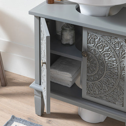 Chantilly Mid Grey Carved Bathroom Undersink Unit