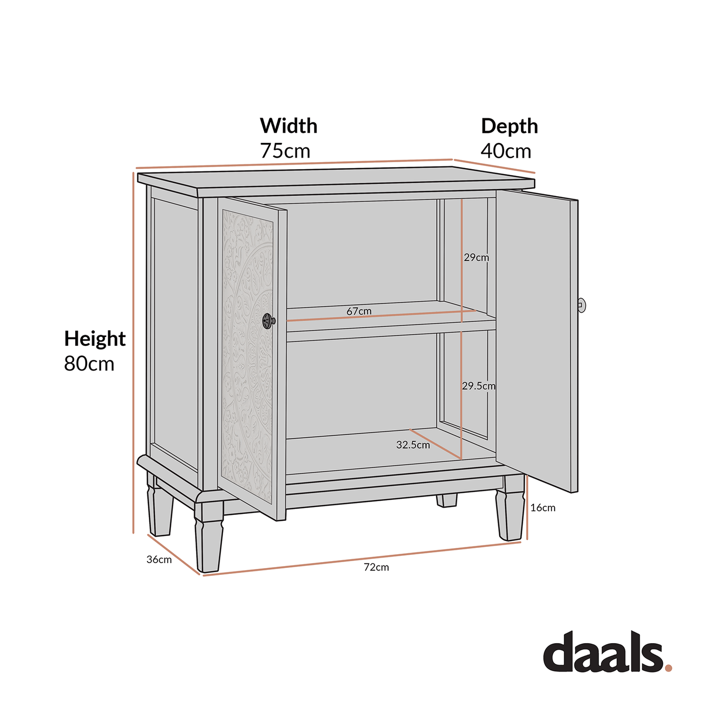 Chantilly Whitewashed Carved Small Sideboard