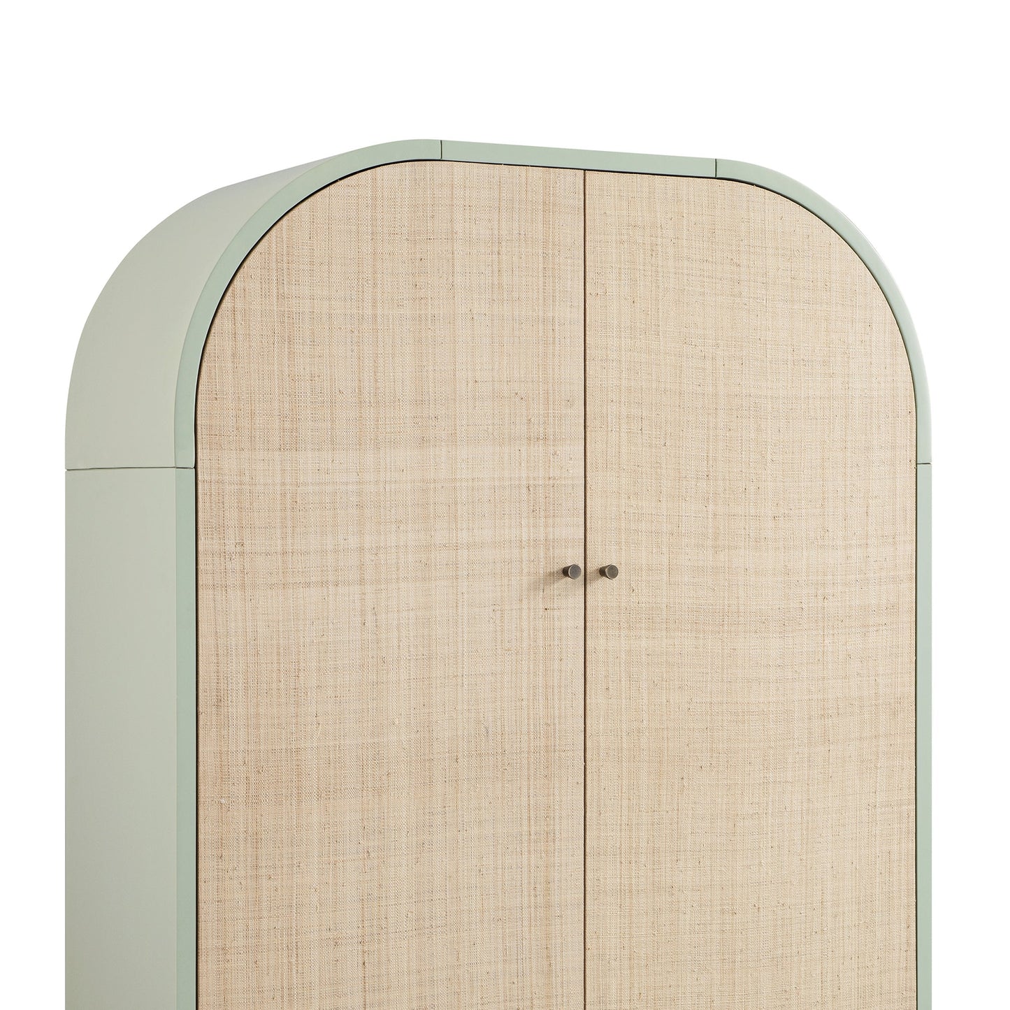 Maude Large Storage Cabinet, Muted Pistachio Ash with Raffia