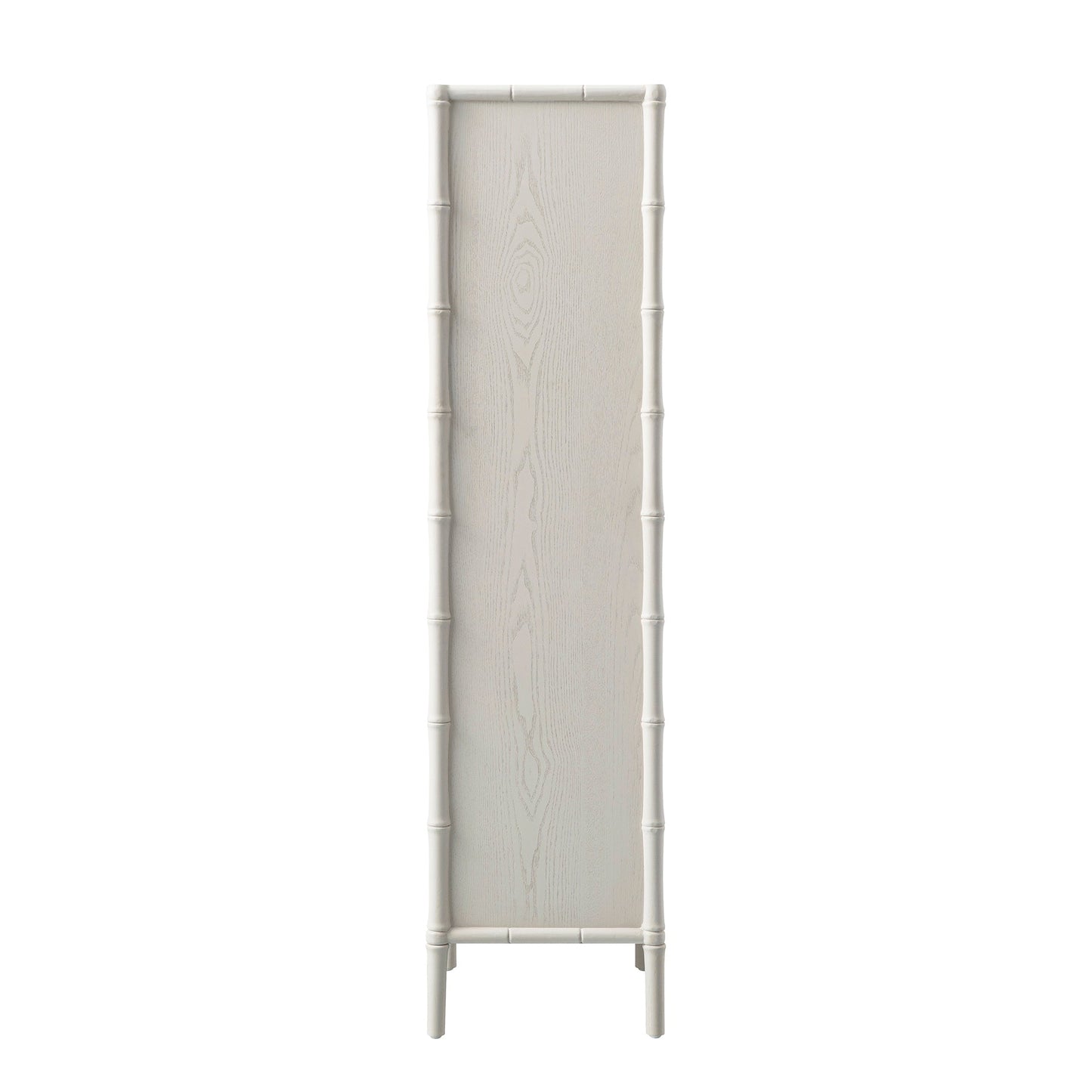 Elstowe Faux Bamboo and Fluted Glass 1-Door Cabinet, Shaded White