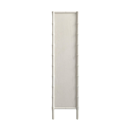 Elstowe Faux Bamboo and Fluted Glass 2-Door Cabinet, Shaded White