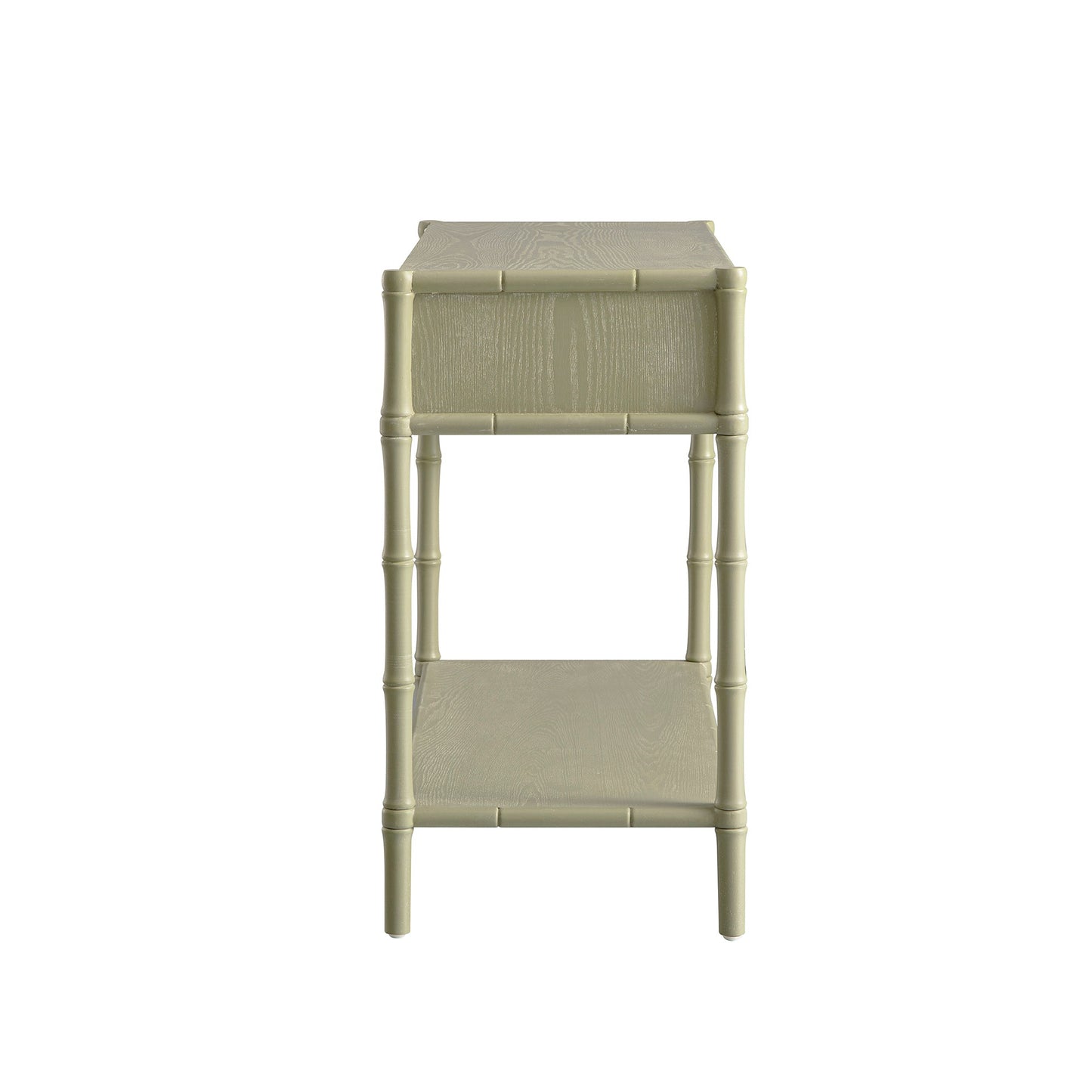 Elstowe Faux Bamboo 2-Drawer Console Table, Sage Green