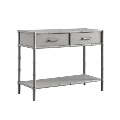 Elstowe Faux Bamboo 2-Drawer Console Table, Warm Grey