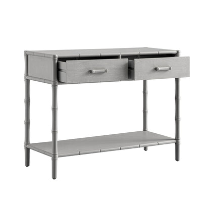 Elstowe Faux Bamboo 2-Drawer Console Table, Warm Grey