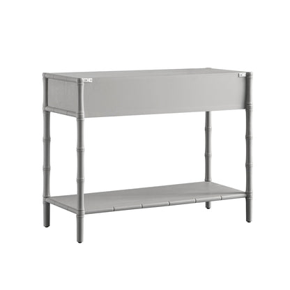 Elstowe Faux Bamboo 2-Drawer Console Table, Warm Grey