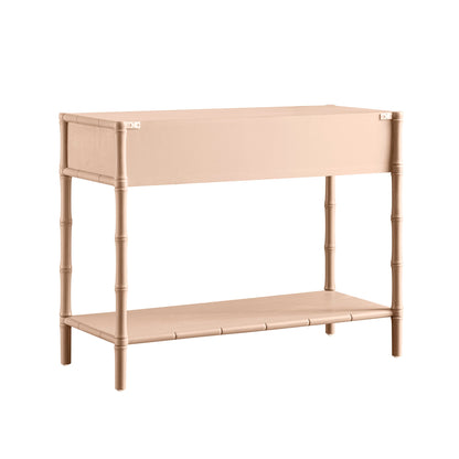 Elstowe Faux Bamboo 2-Drawer Console Table, Nude Pink
