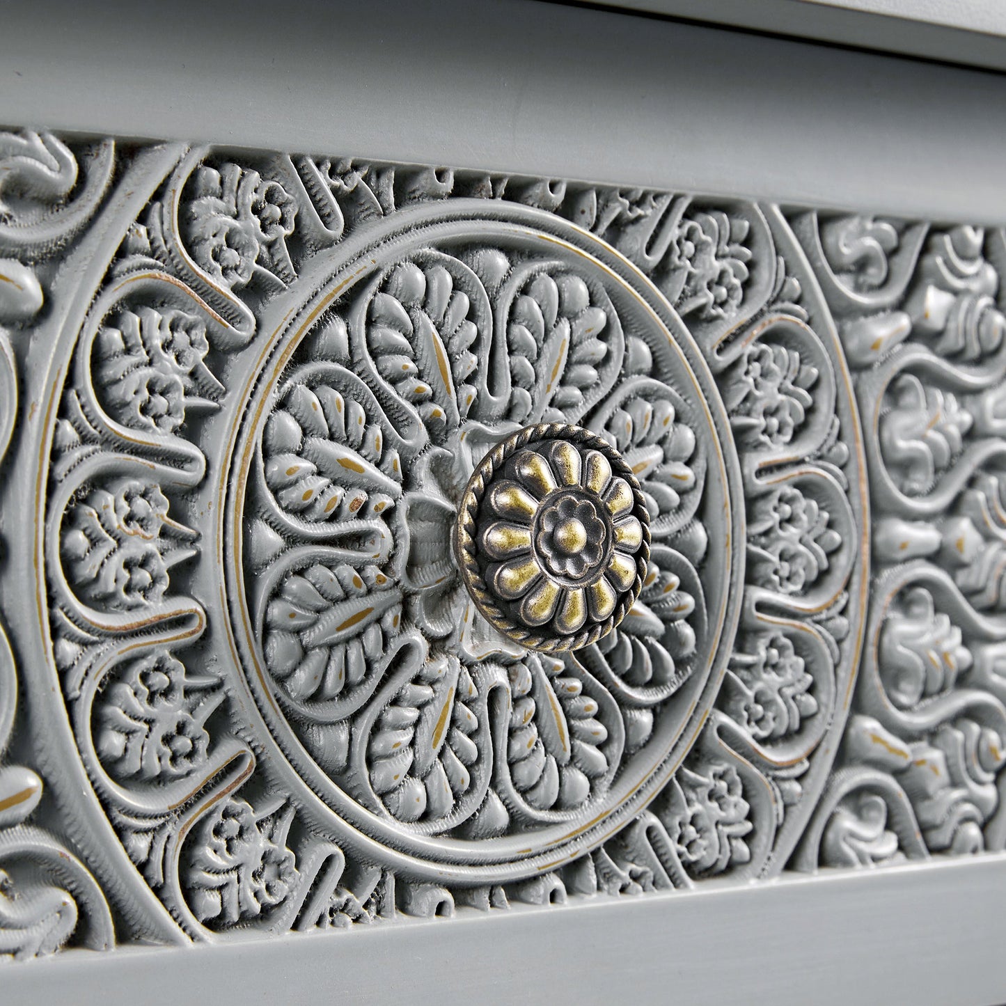 Chantilly Mid Grey Carved Console/ Dressing Table